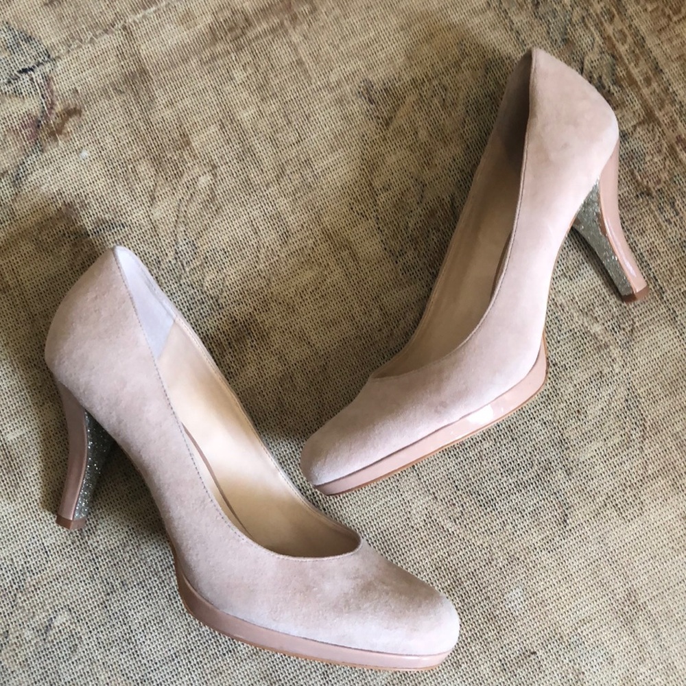 Franco Sarto pinky nude suede pump heels 10.5